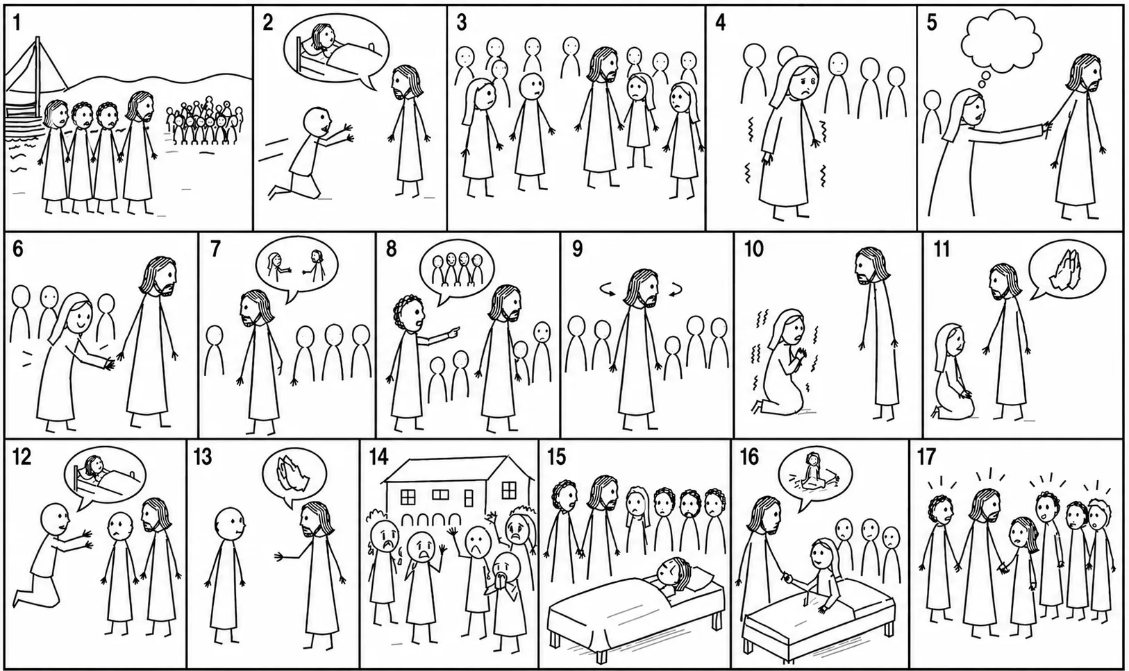 Jairus' Daughter and the Bleeding Woman storyboard